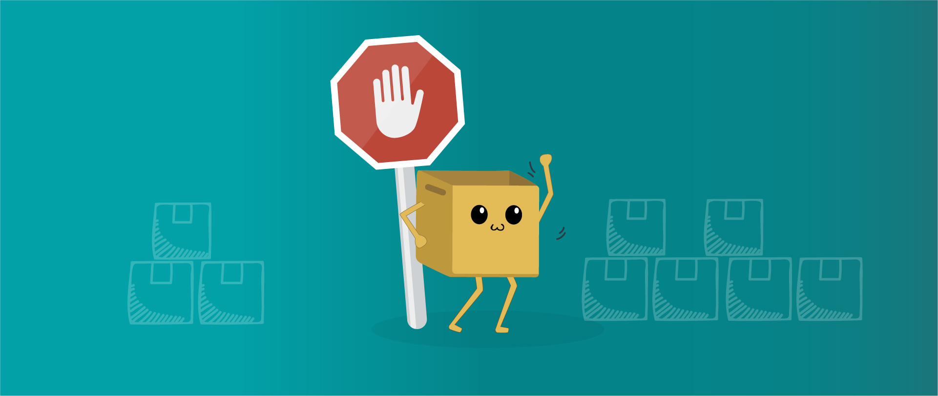 Bob the Box holds up a stop sign warning others of when not to use a fulfillment center.